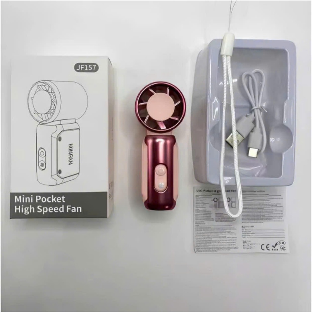Quạt Cầm Tay Mini JF157 199 Cấp Độ Gió Kèm Màn Hình Led-Nhỏ Gọn Bỏ Túi,Sạc USB-Quạt Cầm Tay Du Lịch Tiện Lợi