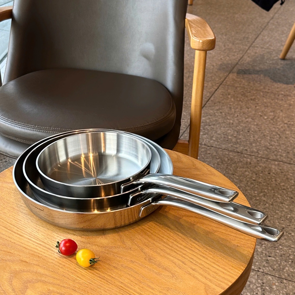 Chảo Inox 18/10 Chockmen Dáng Âu Size 20-24-28cm Dùng Được Trên Mọi Bếp C501 C502 C503