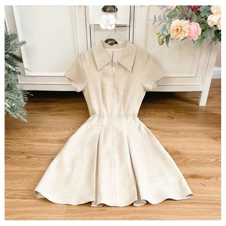 Váy thiết kế cổ sơ mi tùng xoè phối dây kéo nữ A501