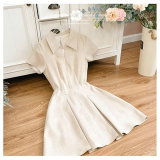 Váy thiết kế cổ sơ mi tùng xoè phối dây kéo nữ A501