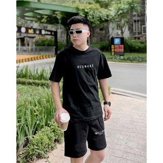 Set Thể Thao Nam Phối Chữ HUGMORE Phong Cách Cá Tính Trẻ Trung Chất Liệu Vải Cotton Khô Mềm Mại Thoáng Mát Thấm Mồ Hôi