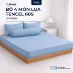 Bộ ga gối 4 món nệm kích thước 2m2x2m Lụa Tencel 60s Mướt Home cao cấp, mềm, mịn, mát, 2 vỏ gối nằm, 1 vỏ gối ôm, 1 ga — ảnh 1