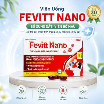 Viên Uống FEVITT NANO Bổ Sung Sắt, Bổ Máu, Cải Thiện Tình Trạng Thiếu Máu - Hộp 30 Viên