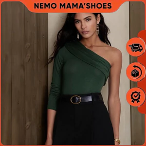 BANANA REPUBLIC ÁO LỆCH VAI 1 TAY DÁNG ÔM – CHẤT LEN MỀM MỊN, TÔN DÁNG CỰC XINH XANH RÊU - NÂU ĐỎ (Q221024033)🔥