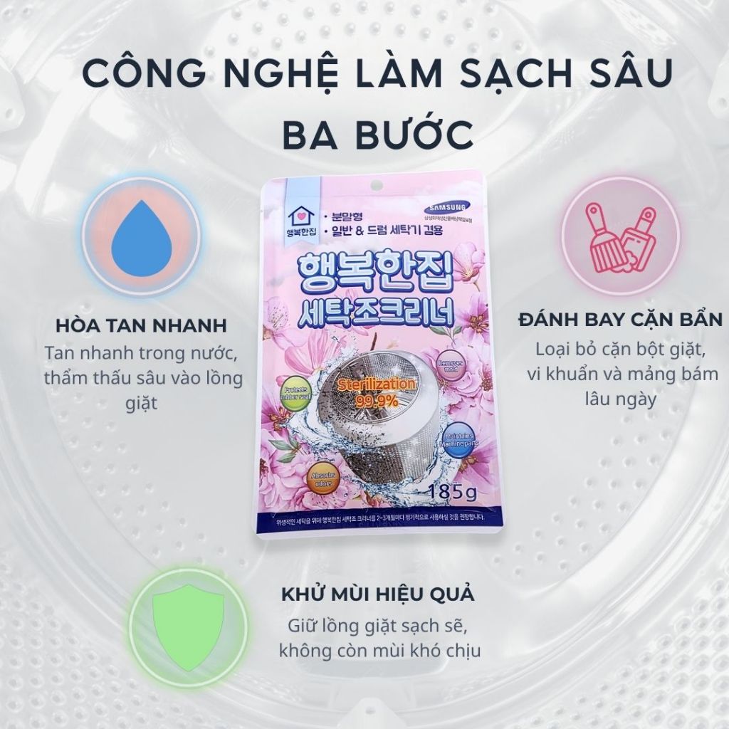 BỘT TẨY LỒNG GIẶT HAENGBOKANJIP 185G - ĐÁNH BAY CẶN BÁM, KHỬ MÙI HÔI