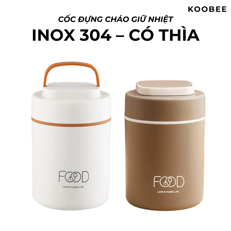 Cốc Đựng Canh, Bình Đựng Cháo Inox 304 Giữ Nhiệt 520ml, Chống Rò Rỉ Thế Hệ Mới Tặng Thìa Gấp Gọn Tiện Dụng | 249