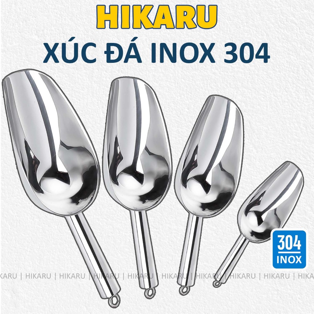 Xúc Đá Inox 304 Loại Dày Cao Cấp HIKARU Xúc Thực Phẩm Có Móc Treo Siêu ...