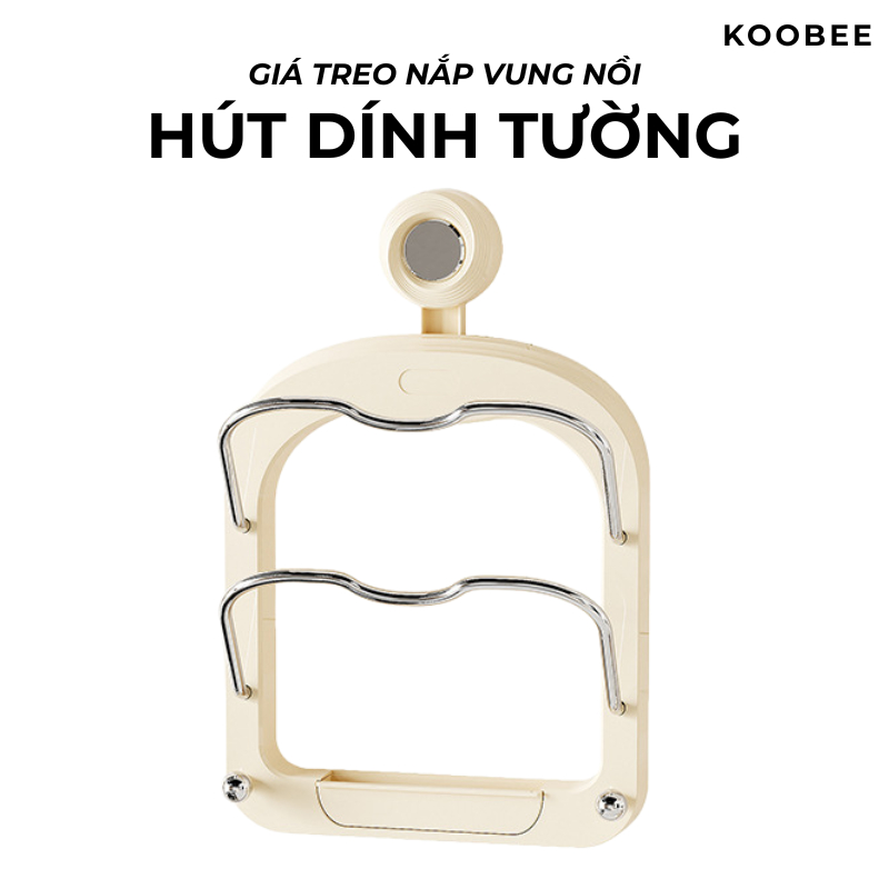 Giá cài nắp vung nồi treo tường không cần khoan đục KooBee có khay hứng thoát nước tiện lợi| 200