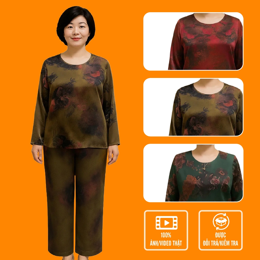Đồ Bộ Trung Niên Cho Mẹ Dài Tay 𝗟𝗮𝗻𝗹𝗲𝗲 𝗙𝗮𝘀𝗵𝗶𝗼𝗻 Mã WD