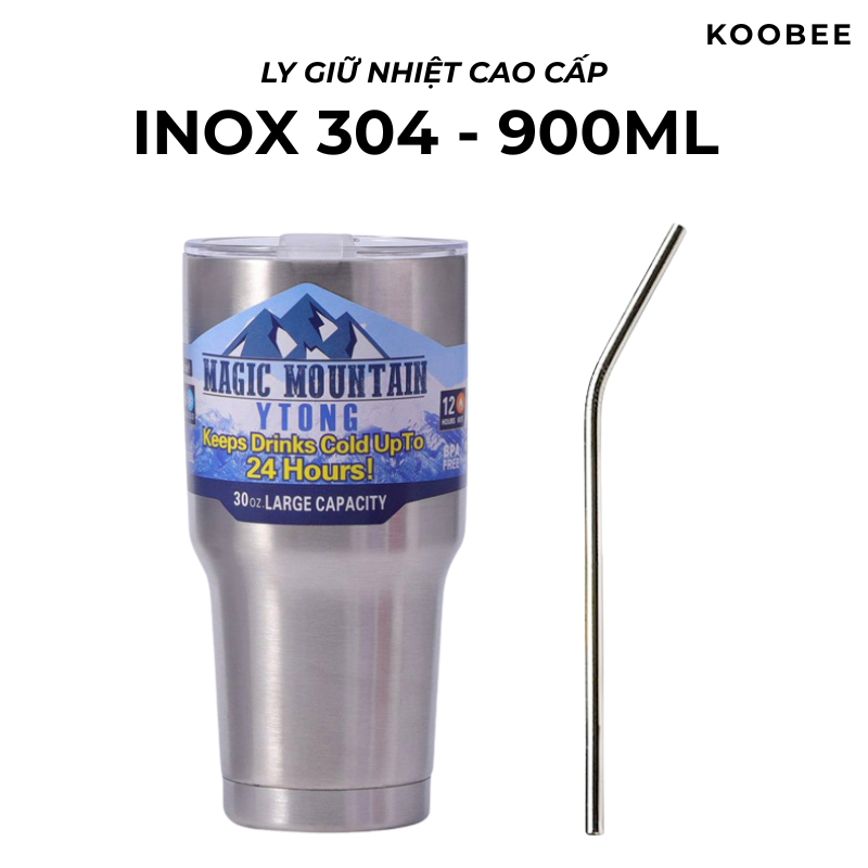 Ly Cốc Giữ Nhiệt Inox 304 Dung Tích Lớn 900ml Đúc Liền Khối Cao Cấp Có Nắp Đậy Tặng Kèm Ống Hút Hàng Loại 1 | 253