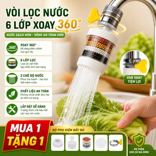 Bộ lọc nước gắn vòi, lọc nước tại vòi cho gia đình, xoay 360 độ, dễ lắp đặt, phù hợp nhiều loại vòi