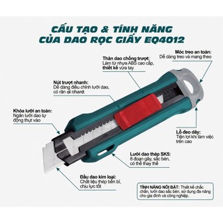 Dao rọc giấy đa năng JcTop lưỡi thép bền bỉ chống han gỉ lưỡi 18mm x 100mm