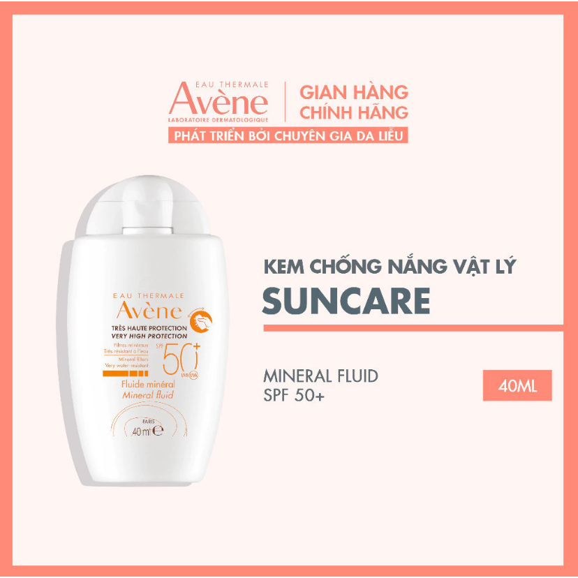 Kem chống nắng vật lý Eau Thermale Avène UV Mineral Fluid SPF50+ 40ml