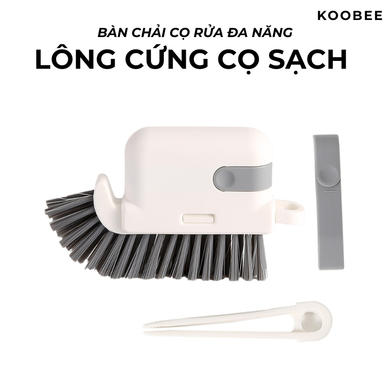 Bàn chải cọ rửa nhà tắm nhà bếp lông cứng có tay cầm kèm nhíp gắp rác đa năng tiện lợi | 040