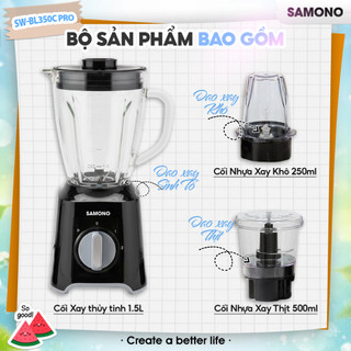 (MỚI) Máy xay sinh tố 3 cối Samono SW-BL350C Pro Công suất 400W dung tích 1.5L & 500ml & 250ml