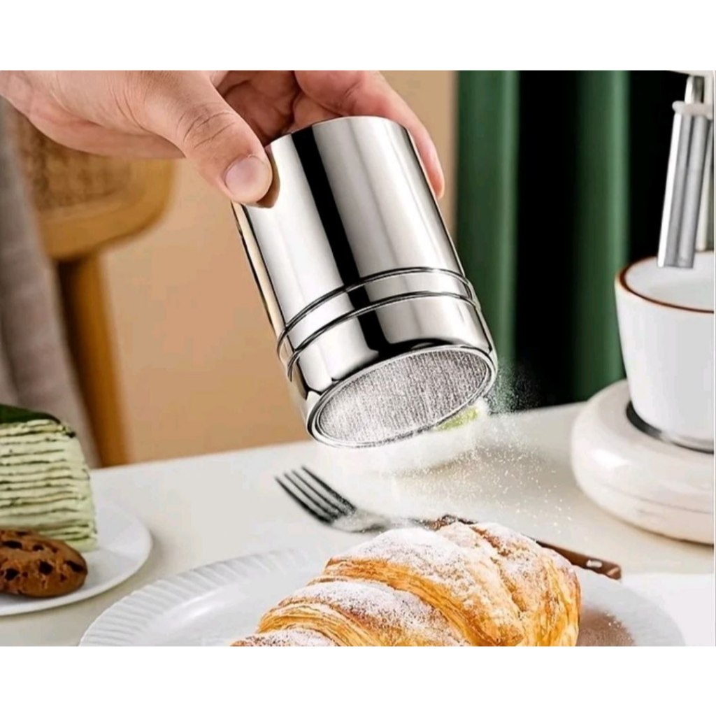 Hủ rắc ca cao inox size lớn 9*6.7 cm hàng dẹp dày chất liệu thuỷ tinh bọc inox an toàn vệ sinh