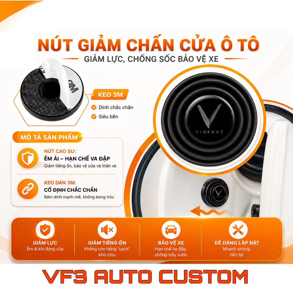 Nút giảm chấn cửa ô tô in logo Xe