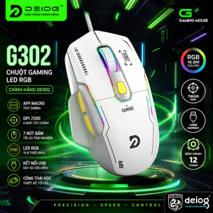 Chuột DEIOG G302 macro chính hãng hỗ trợ phần mềm chỉnh DPI 7200 7 nút gaming USB cực nhạy máy tính