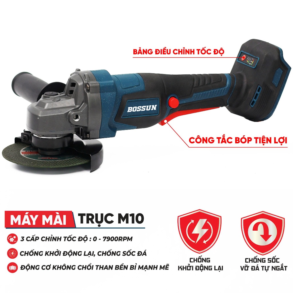 Bộ combo 3 máy Khoan, Siết bulong, Mài BS BOSSUN BS-CB03PCS - Kèm 2pin 15cell - Không chổi than