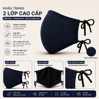 Khẩu trang chống nắng UV 2 lớp cao cấp Apacup – Thoáng khí, nhẹ mát, dây cột tùy chỉnh
