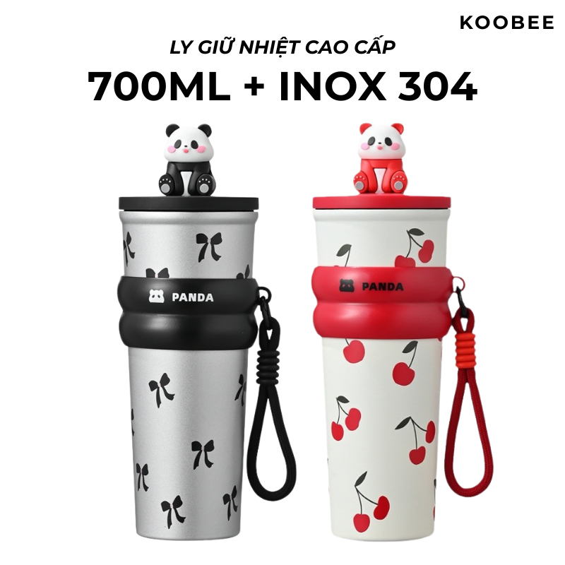 Cốc Giữ Nhiệt Inox 304 700ml Nắp Gấu Trúc Dễ Thương – Giữ Nhiệt 6-12H – Nắp Kín Chống Rò Rỉ Tiện Lợi | 271