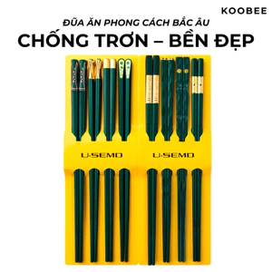 Set 5/6/8 Đôi Đũa Sợi Thủy Tinh KOOBEE – Màu Xanh Bắc Âu Mạ Vàng Sang Trọng, Kháng Khuẩn, Chịu Nhiệt, Chống Trơn (BA20)