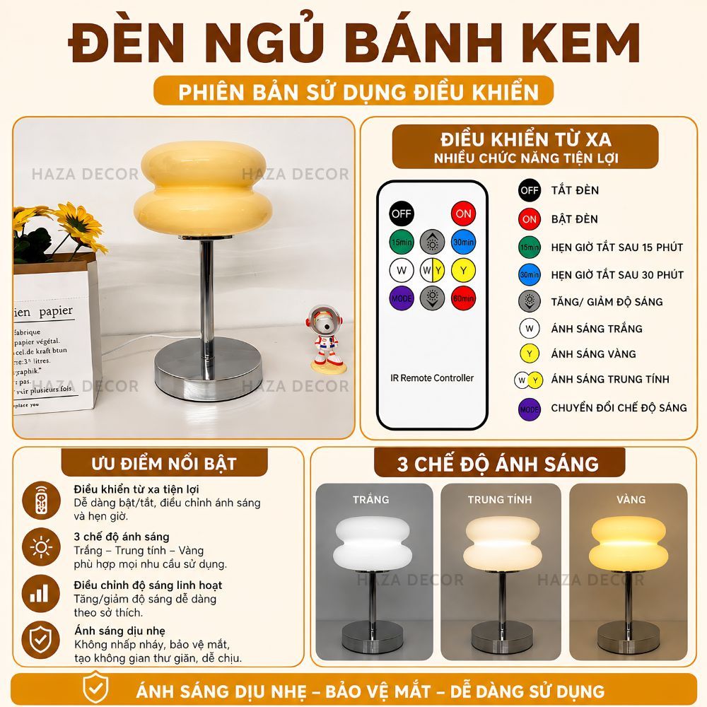 Đèn Ngủ Bánh Kem thủy tinh, Đèn Bàn Trang Trí Decor Phòng Ngủ Dễ Thương 8031 | BigBuy360 - bigbuy360.vn