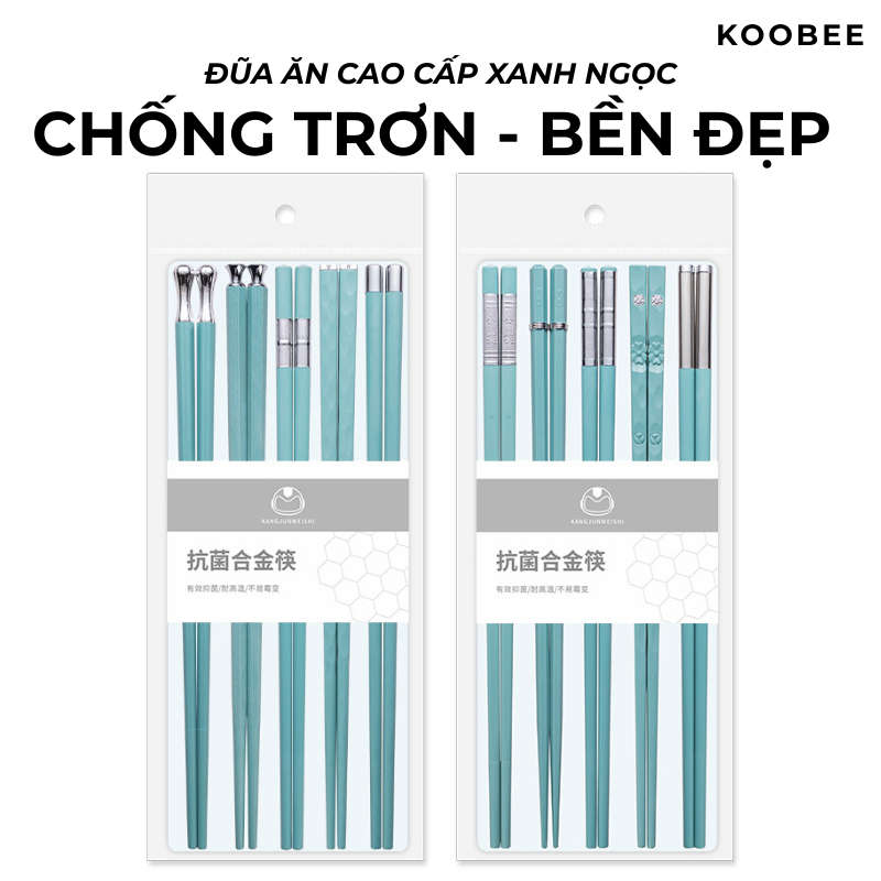 Bộ 5 Đôi Đũa Sợi Thủy Tinh Xanh Ngọc KOOBEE Cao Cấp – Chống Trơn, Không Mốc, Chịu Nhiệt, Dùng Cho Máy Rửa Bát (BA19)