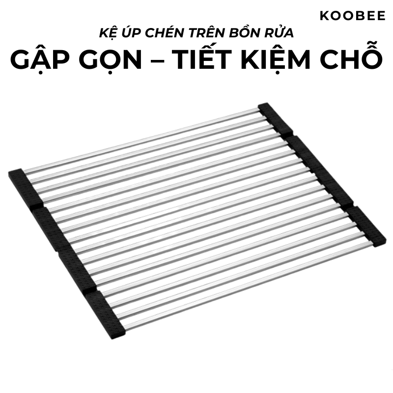 Giá Để Chén Đĩa Inox 304 Gấp Gọn 12 Thanh KOOBEE– Giá Kê Bồn Rửa Chén, Giỏ Phơi Chén Đĩa Nhà Bếp Thoát Nước | 361