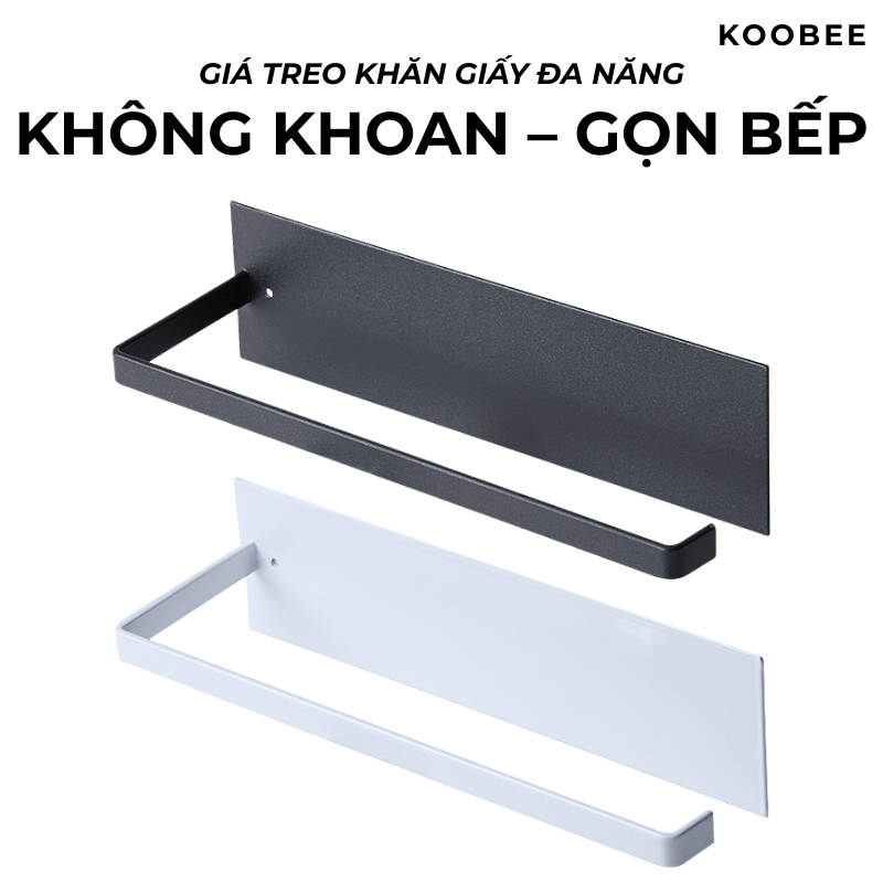 Giá Treo Giấy Cuộn Nhà Bếp, Treo Khăn Đa Năng KOOBEE - Phun Sơn Tĩnh Điện, Không Cần Khoan Đục - Kéo Giấy Bằng 1 Tay (NB