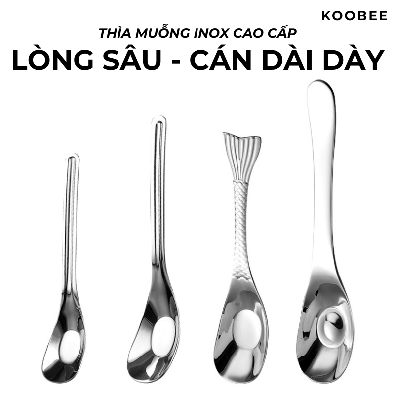 Muỗng Thìa Inox 304 & 316 Sâu Lòng Cán Dài Cao Cấp - Dày 1.5MM Cứng Cáp, Sáng Bóng - Dùng Ăn Cơm, Cháo, Phở | 292