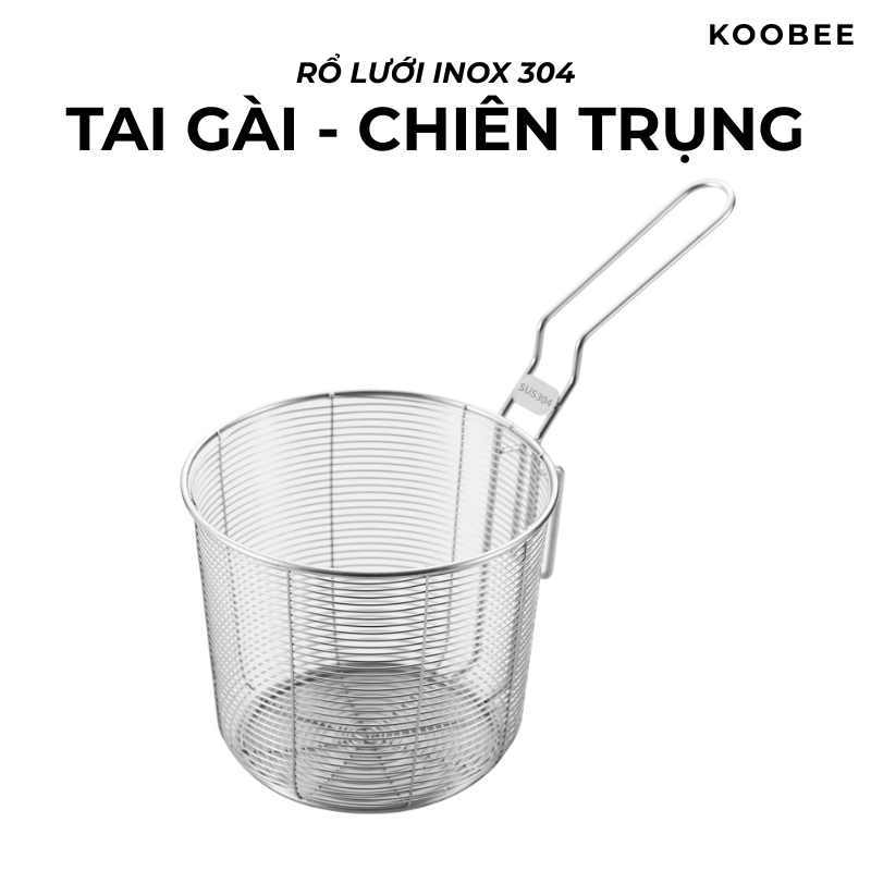 Rổ Lưới Inox 304 Có Tai Gài – Chiên, Trụng, Luộc, Hấp Đa Năng – Dùng Gia Đình, Quán Ăn, Nhà Hàng| 300