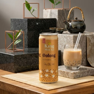 Lốc 6 Lon Trà Sữa Uống Liền King Milk Tea Oolong Thạch Dừa & Hạt Chia
