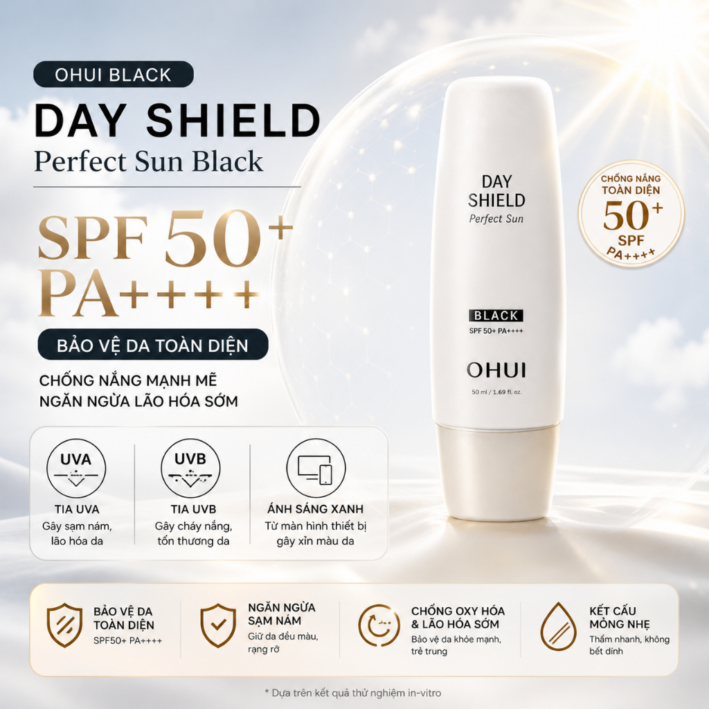 Combo Kem Chống Nắng Ohui Black Day Shield Perfect Sun Black 1ml - Combo 20Gói, 30Gói