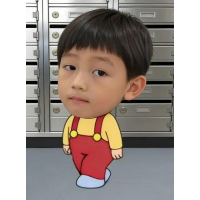 Móc khóa mica hình em bé Hàn Quốc Seonghyeon biểu cảm ngơ ngác quấn cuộn giấy vệ sinh siêu lầy lội