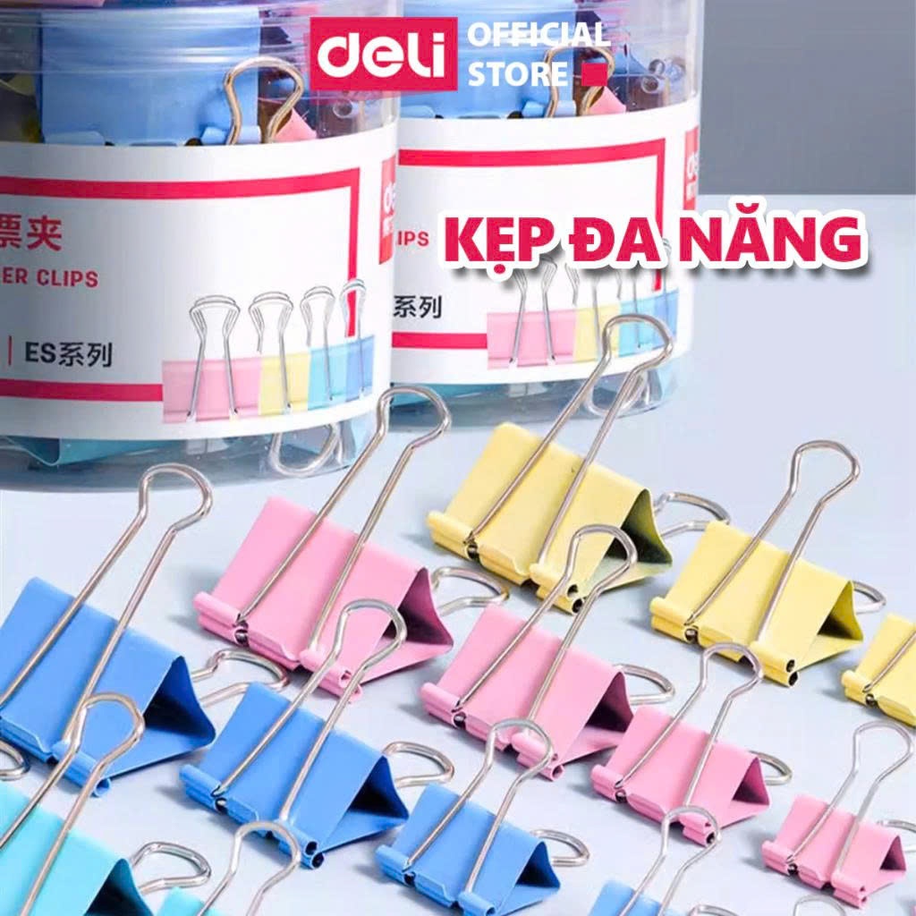 Kẹp bướm MÀU DELI 19MM , 32MM , 41MM/ 1 HỘP