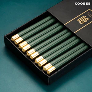 Bộ 5 đôi đũa ăn cơm không mốc xanh Bắc Âu thân tròn mạ vàng KOOBEE chất liệu sợi thủy tinh chịu nhiệt chống trơn | 056