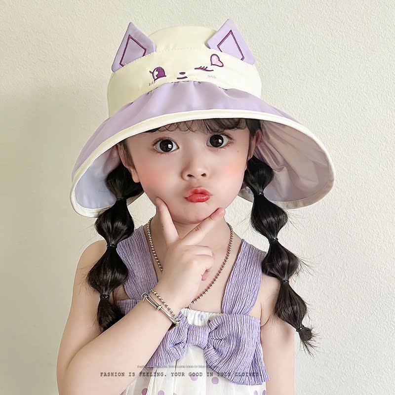 Mũ chống nắng trẻ em vành rộng hình gấu dễ thương, chống tia UV cho bé