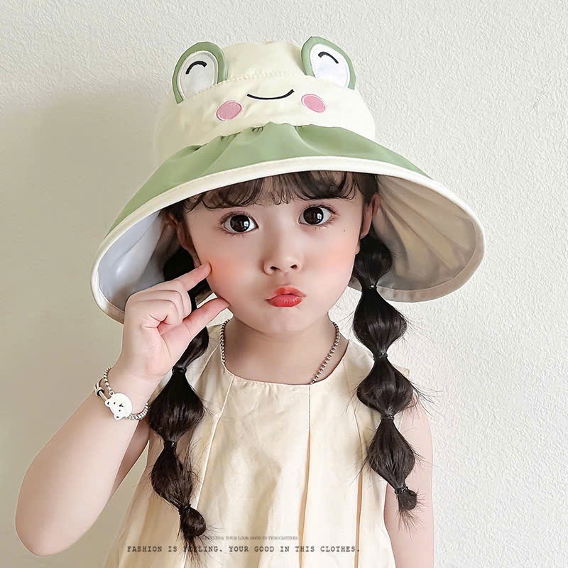 Mũ chống nắng trẻ em vành rộng hình gấu dễ thương, chống tia UV cho bé