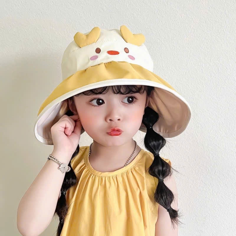Mũ chống nắng trẻ em vành rộng hình gấu dễ thương, chống tia UV cho bé