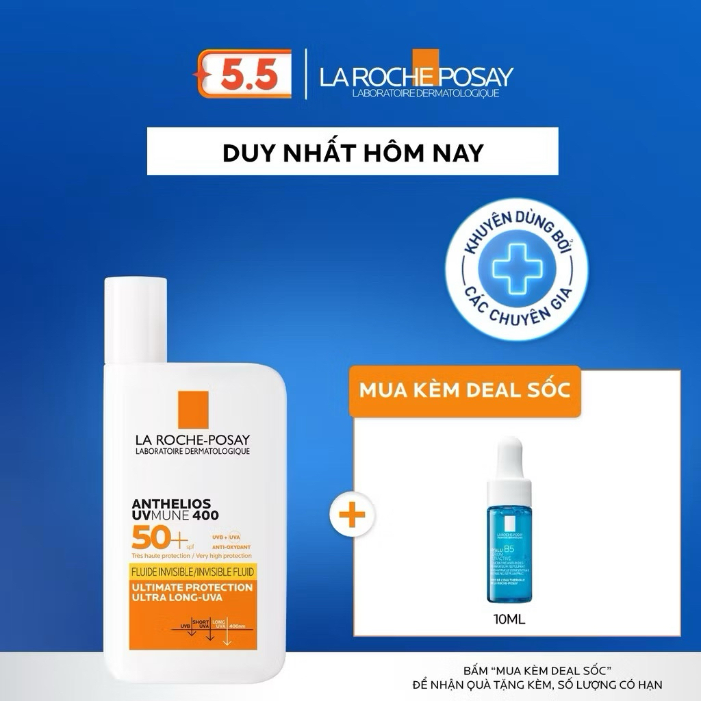 Kem Chống Nắng La Roche-Posay Anthelios UVMune 400 SPF50+ Invisible Fluid 50ml Chính Hãng