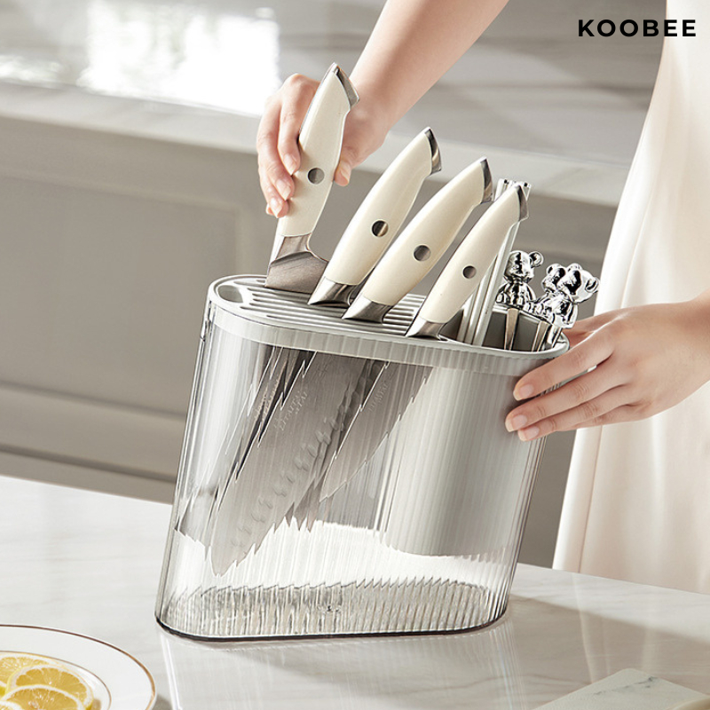 Ống Hộp Đựng Đũa Muỗng Dao Kéo Nhà Bếp Có Lỗ Thoát Nước Nhưa PET Trong Suốt Sang Trọng Cao Cấp  | 192