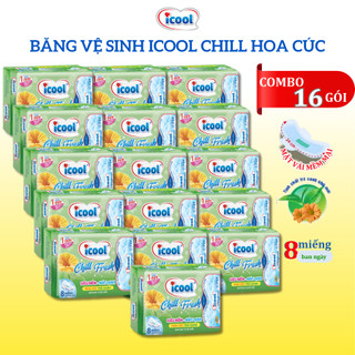 Băng Vệ Sinh ICOOL Chill Fresh 8 Miếng Ban Ngày 24cm BVS Cao Cấp Mặt Vải Nhung Mềm Có Cánh Mát Lạnh.