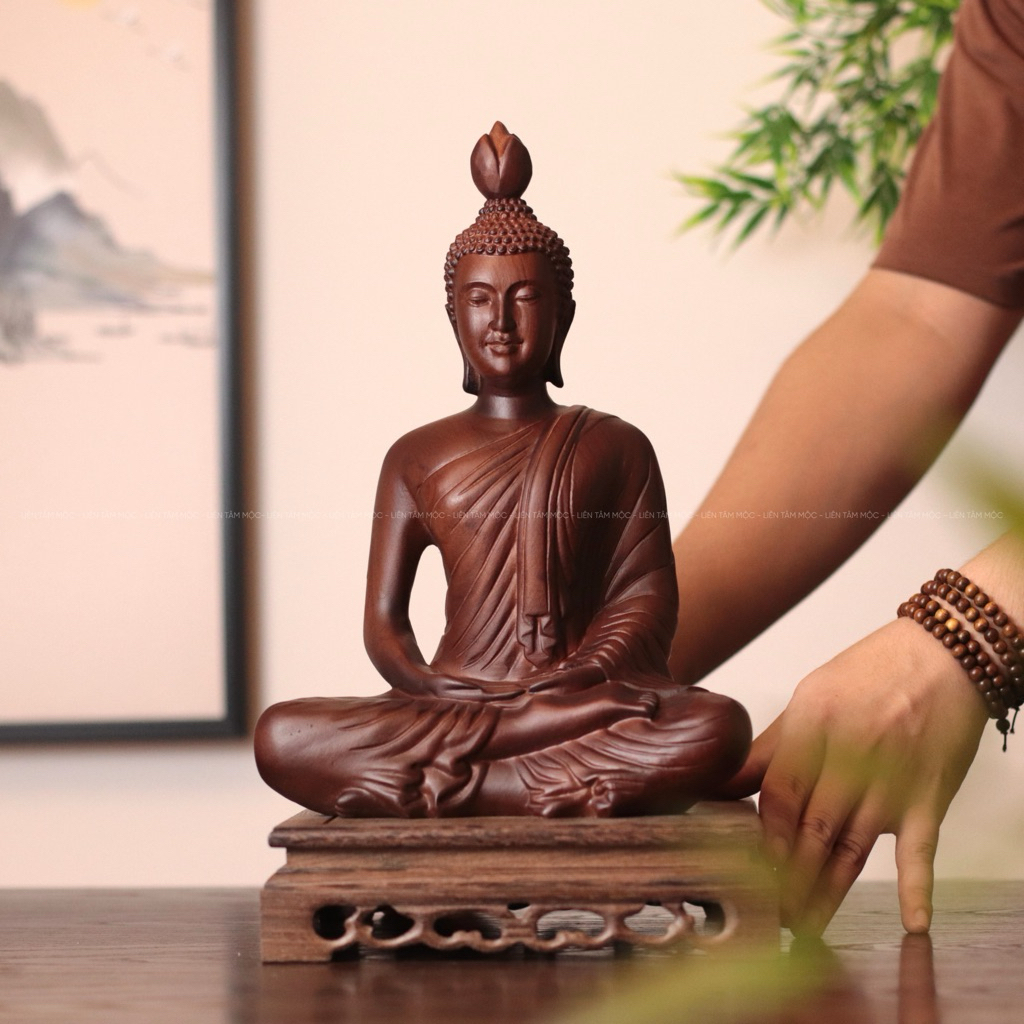 Tượng Phật Thích Ca Phong Cách Thái Lan Gỗ Hương 20/30cm - Tượng Gỗ Mỹ Nghệ Để Bàn Làm Việc Phòng Khách Đẹp Cao Cấp