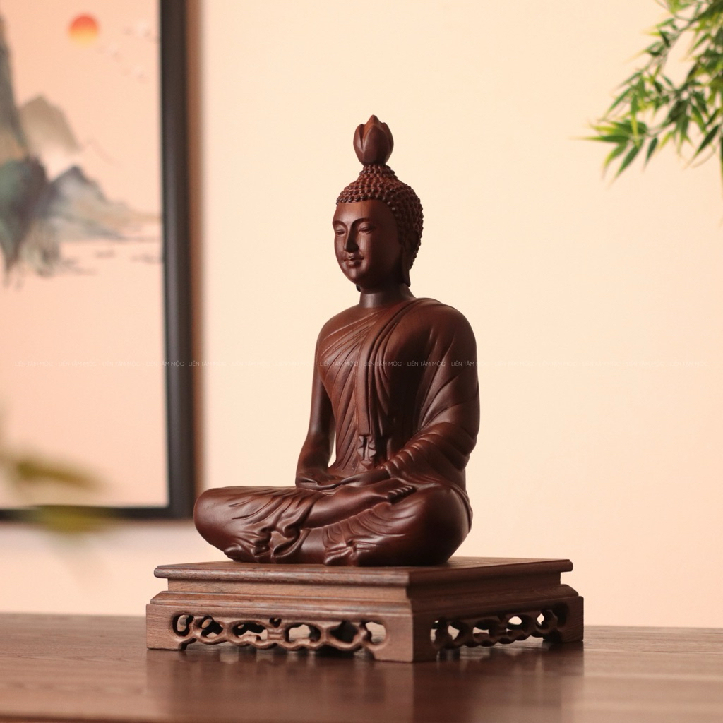 Tượng Phật Thích Ca Phong Cách Thái Lan Gỗ Hương 20/30cm - Tượng Gỗ Mỹ Nghệ Để Bàn Làm Việc Phòng Khách Đẹp Cao Cấp