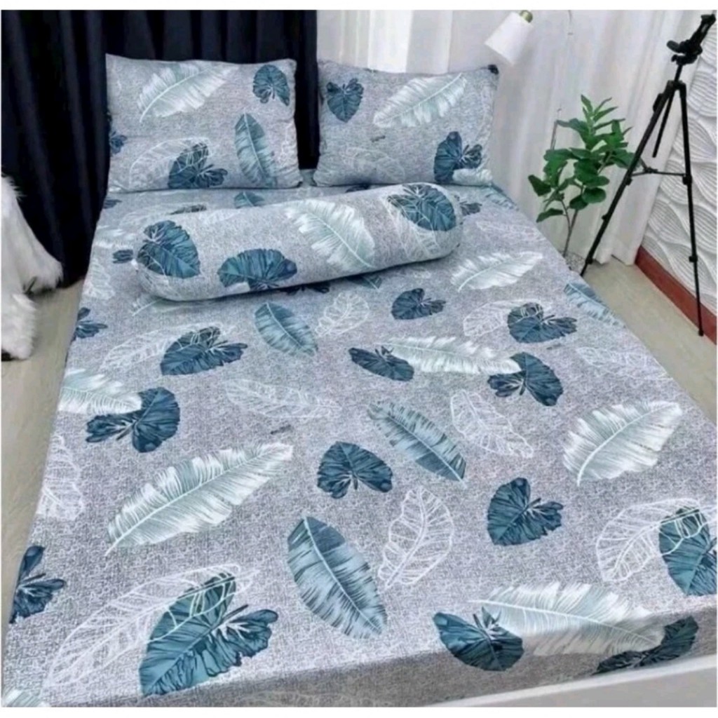 Bộ ga giường thun lạnh Hàn Quốc [ 4 MÓN] gồm 1 drap 2 áo gối nằm 1 áo gối ôm