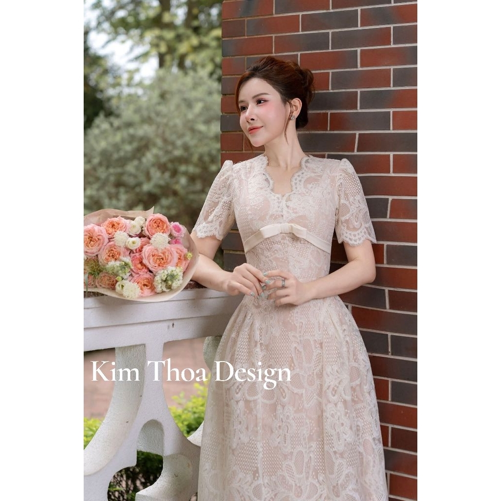 Váy Tiệc Ren Hoa 3D Tiểu Thư Sang Chảnh Thiết Kế Cao Cấp Kèm Video Ảnh Thật - Kim Thoa Design