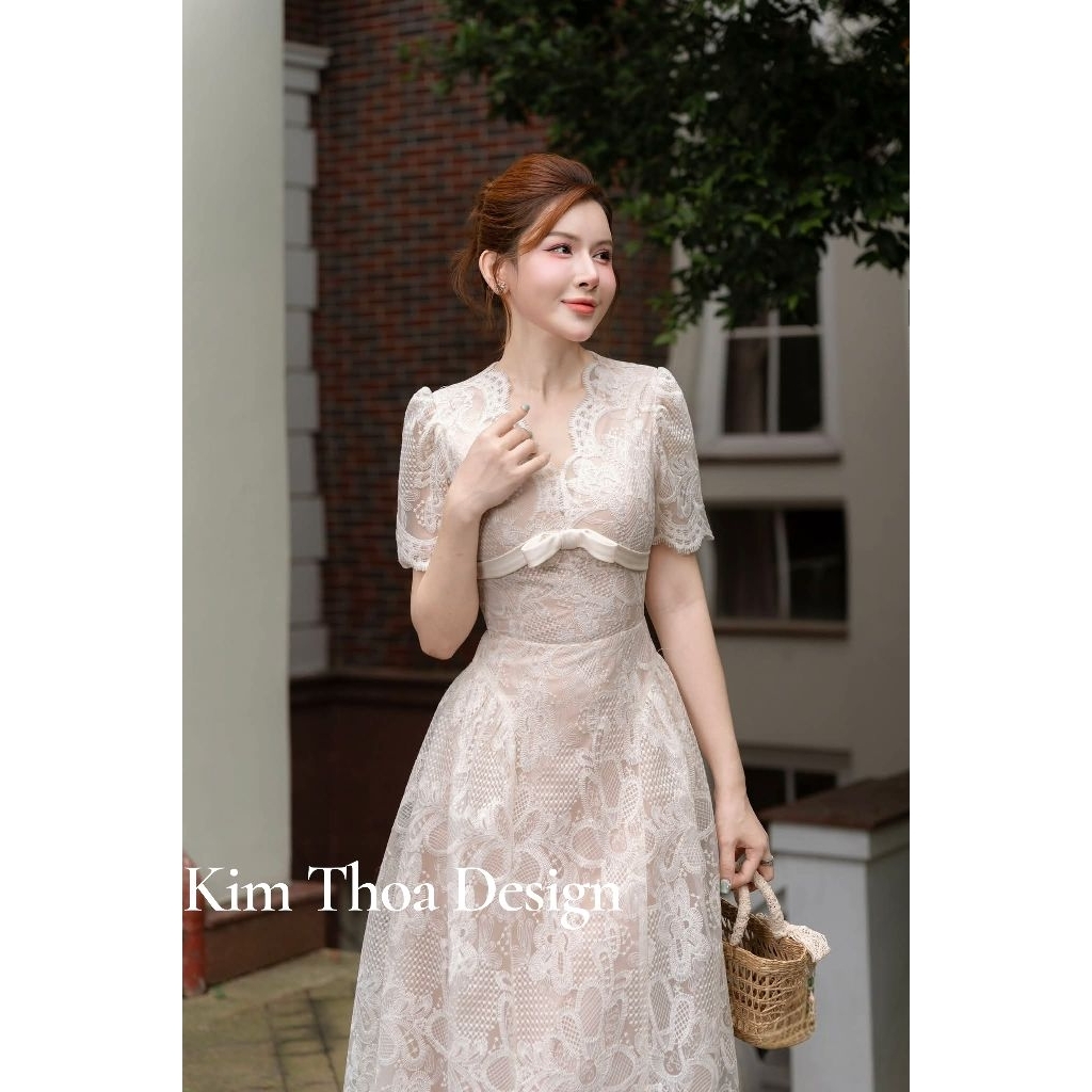 Váy Tiệc Ren Hoa 3D Tiểu Thư Sang Chảnh Thiết Kế Cao Cấp Kèm Video Ảnh Thật - Kim Thoa Design