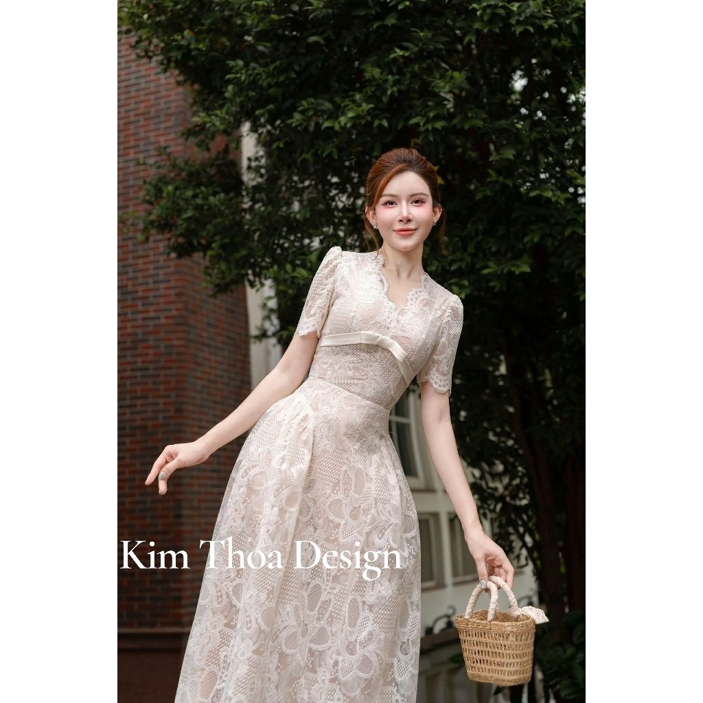 Váy Tiệc Ren Hoa 3D Tiểu Thư Sang Chảnh Thiết Kế Cao Cấp Kèm Video Ảnh Thật - Kim Thoa Design