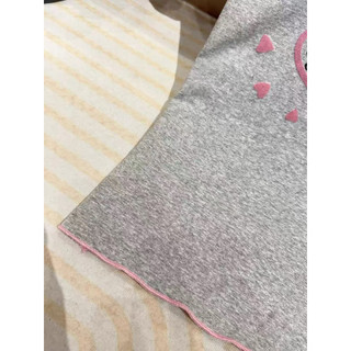 Áo phông cotton cổ tròn cộc tay viền chỉ hồng hình mèo form babytee #21053